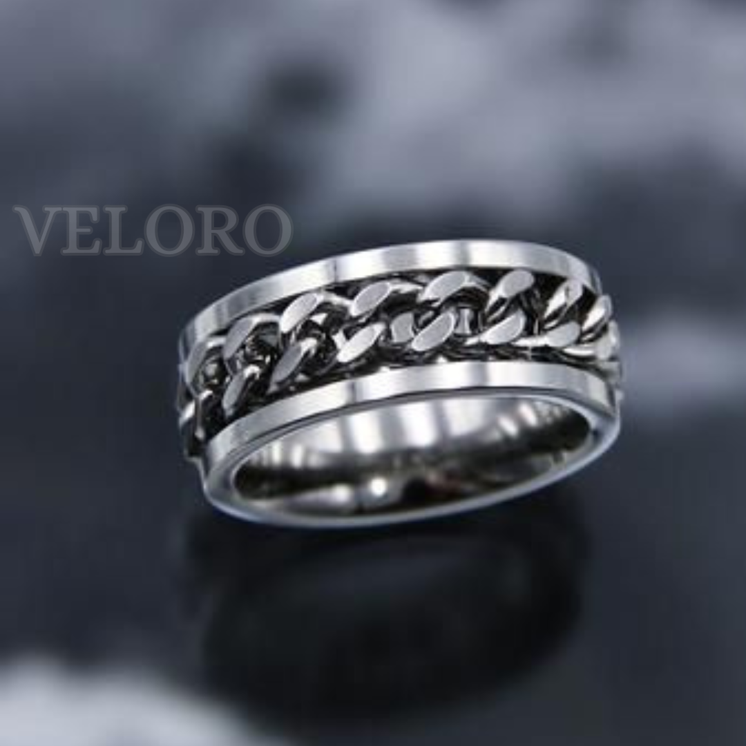 Stylish men’s silver band ring by VELORO