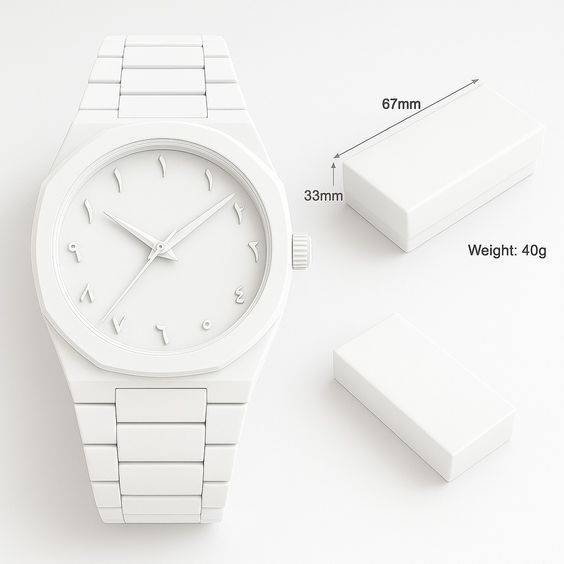 "Veloro Aura White Luxury Watch with sleek silver finish and elegant minimalist dial – timeless men’s timepiece