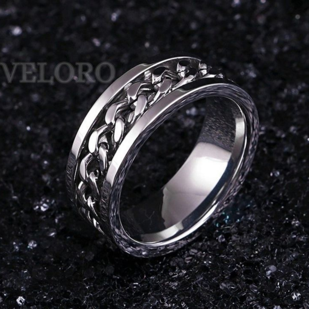 Stylish men’s silver band ring by VELORO
