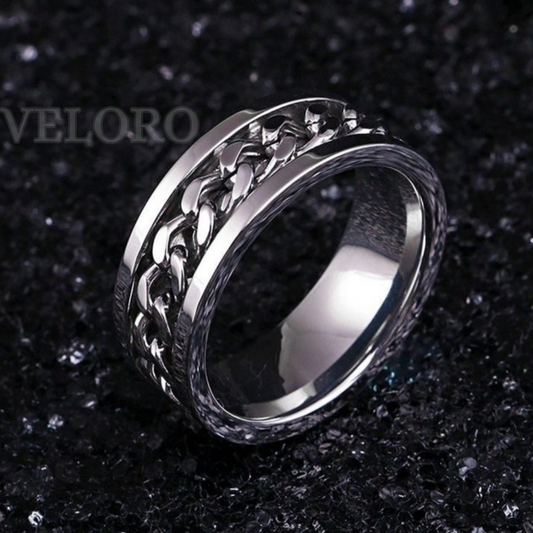 Stylish men’s silver band ring by VELORO