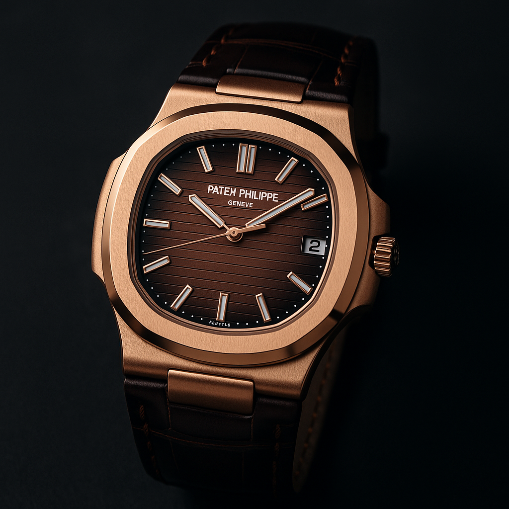 Luxury Patek Philippe Style Black Dial Men's Watch – Stainless Steel Case & Leather Strap