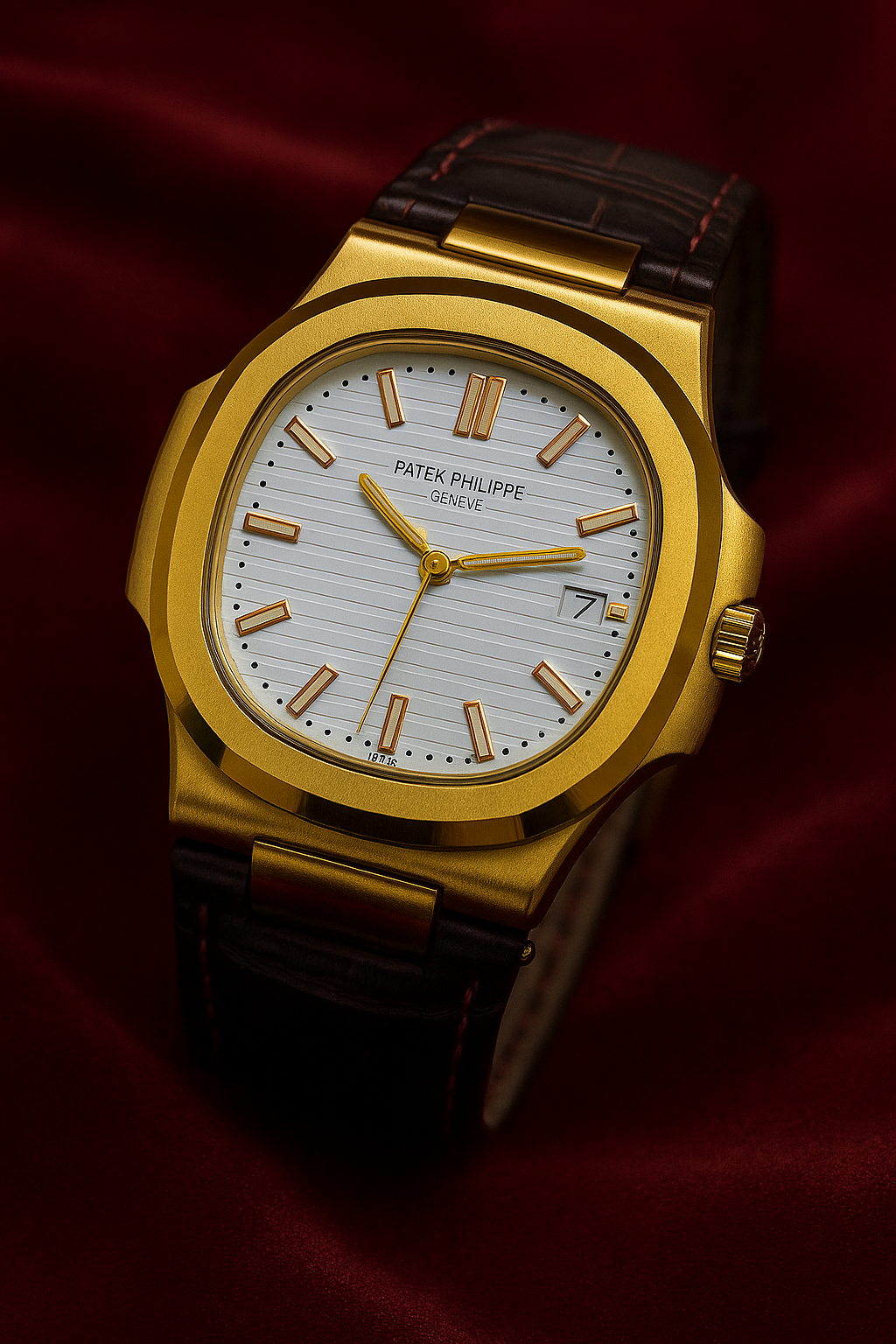 Luxury Patek Philippe Style Black Dial Men's Watch – Stainless Steel Case & Leather Strap