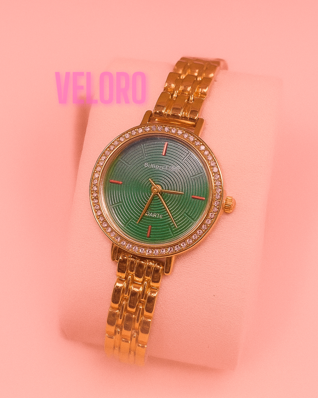 Veloro Elegant Women’s Quartz Watch Stainless Straps, Roman Dial